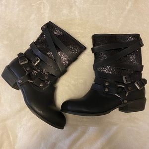 Not Rated Black glitter boots